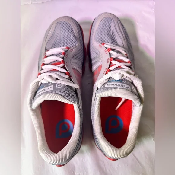 Brooks Gray and Red Athletic Shoes